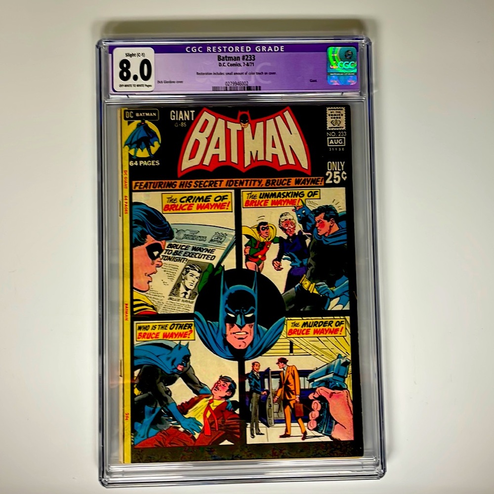 Batman issue #233 with CGC Restored Grade 8.0
